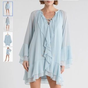 Socialite Bell Sleeve Ruffle Minidress, size XS